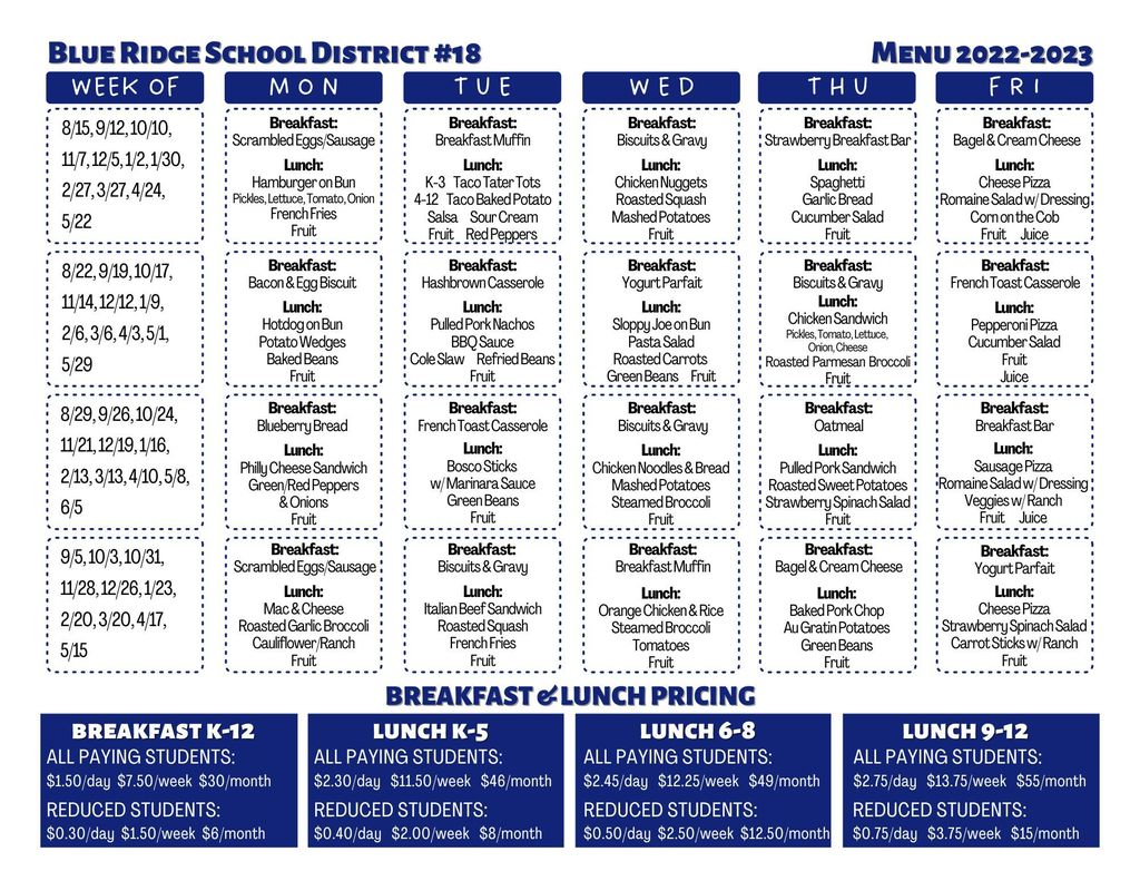 lunch menu